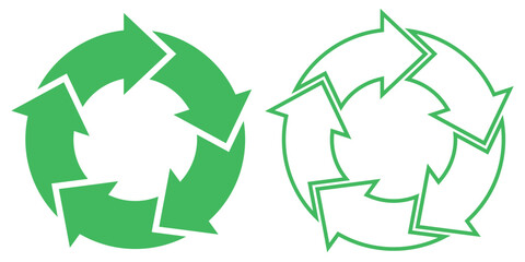 Set of pie chart in green color,  1,2,3,4,5, sections or steps. Flat process cycle. Progress sectors. Vector 10 eps.