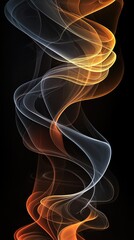 Naklejka premium Abstract swirling smoke, orange and blue hues, dark background, design element