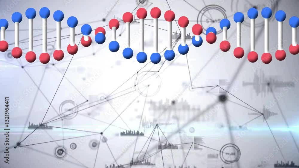 Poster dna strand with binary coding for scientific data processing animation in school