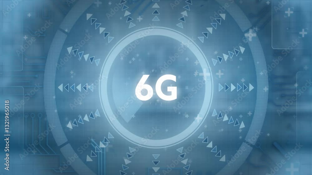 Aufkleber Animation of 6G technology with futuristic digital interface in geometric patterns