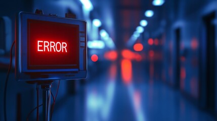 Error message displayed on a red screen.