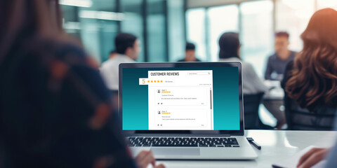 Obraz premium Customer experience and review analysis by brisk computer software for corporate business