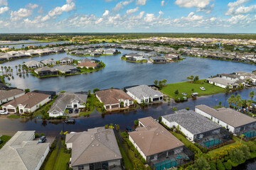 Hurricane Debby flooded homes in Sarasota, Florida. Aftermath of natural disaster