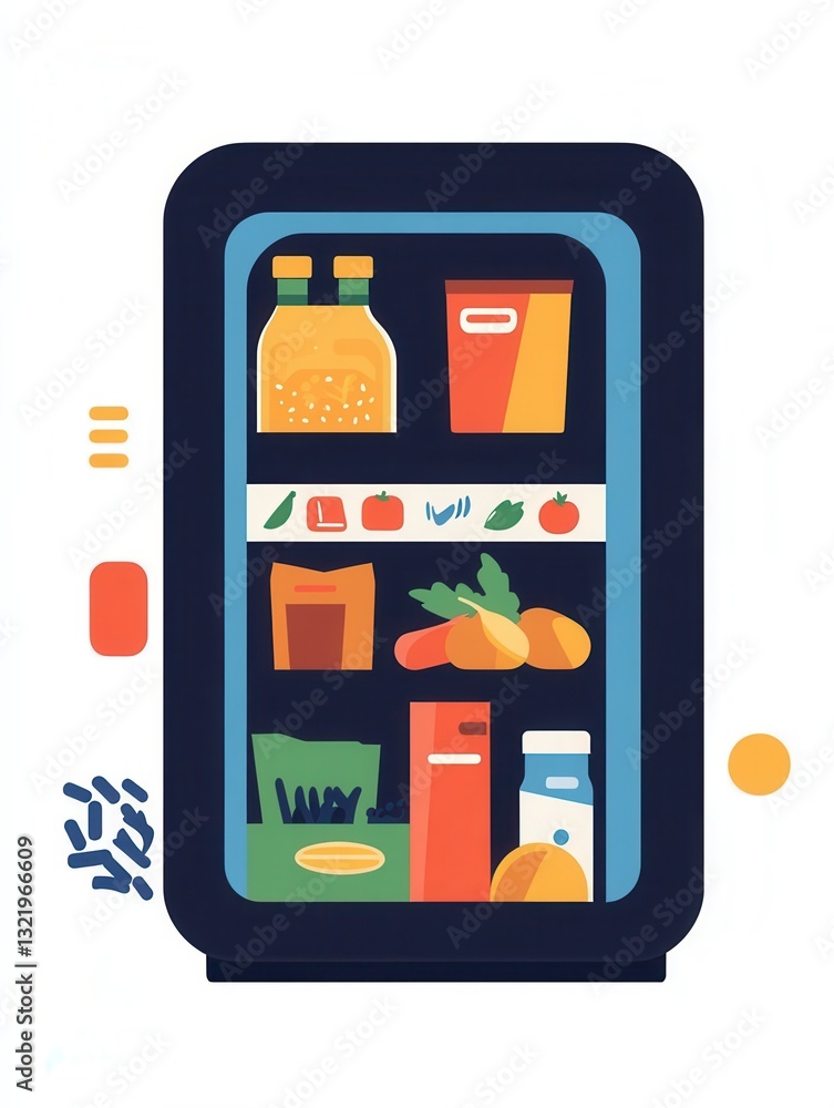 Fototapete stylized flat design illustration of an online grocery order summary displayed on a digital screen i