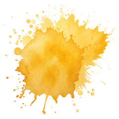 bright yellow watercolor splash isolated on transparent and white background