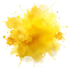 bright yellow watercolor splash isolated on transparent and white background
