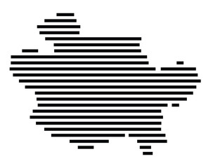 Symbol Map of the City Osnabrueck (Germany) showing the city with just a few black horizontal lines