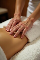 Intertwined hands, back rub, couple's spa treatment, comfort, luxury