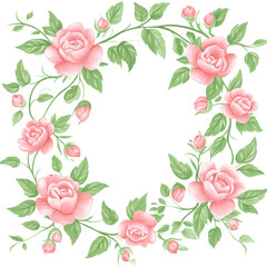 Floral Wreath: A beautiful and elegant wreath of pink roses and green leaves. perfect for weddings, invitations, and other design projects.