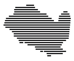 Symbol Map of the City Sankt Augustin (Germany) showing the city with just a few black horizontal lines