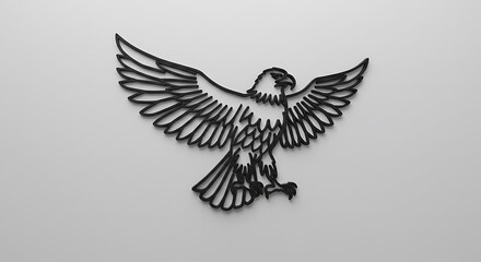 Fototapeta premium Majestic Eagle Wall Art: A 3D Line Art Sculpture of a Bald Eagle in Flight
