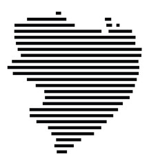 Symbol Map of the City Schwedt_Oder (Germany) showing the city with just a few black horizontal lines