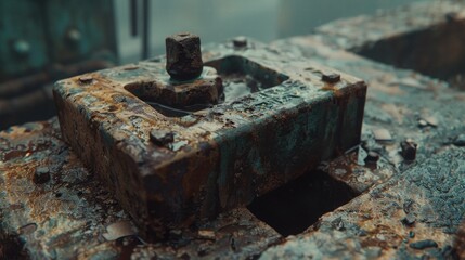 Rusty Industrial Metal Plate with Corrosion and Water Droplets