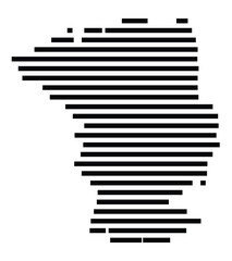 Symbol Map of the City Schwerin (Germany) showing the city with just a few black horizontal lines