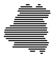 Symbol Map of the City Schwerte (Germany) showing the city with just a few black horizontal lines