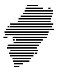 Symbol Map of the City Tuebingen (Germany) showing the city with just a few black horizontal lines