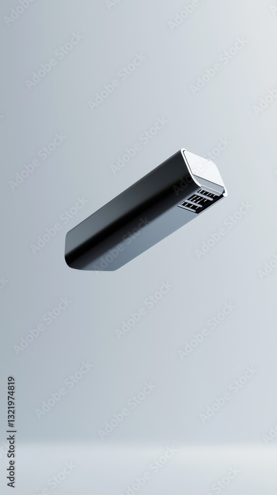 Poster Floating Modern Black Rectangle Object on a Soft Gray Background