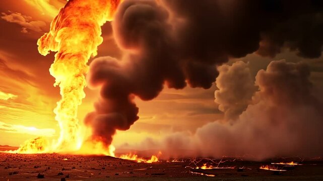 Feuertornado entfesselt brennende Flammenwelle