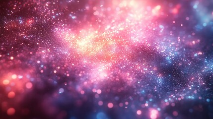 Obraz premium Ethereal cosmic nebula with shimmering stardust in pink, purple, and blue hues