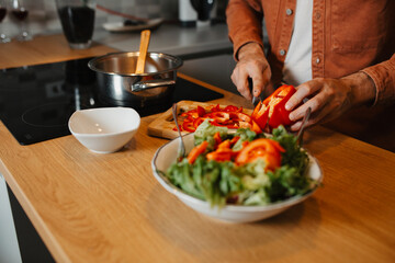 Cook making the new healthy recipes