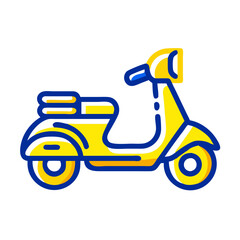Obraz premium Yellow scooter icon in motion, vibrant transportation concept