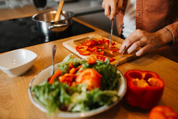 Cook making the new healthy recipes
