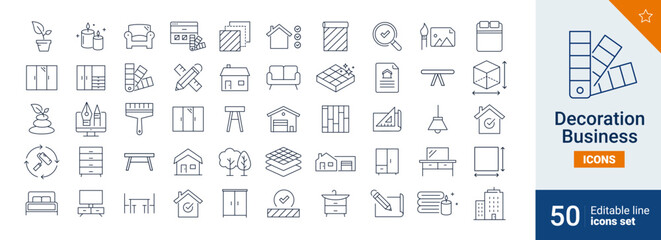 Decoration icons Pixel perfect. home, painter, plants, ...	
