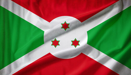 National flag of Burundi, silk fabric. Banner for celebrating Independence Day.