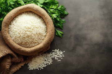 A rice-themed background, rustic and cultural, culinary theme