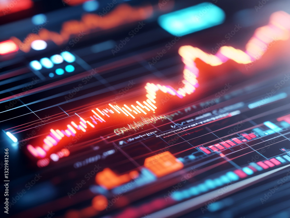 Poster exploring trends in technology through data visualization financial markets infographics digital env