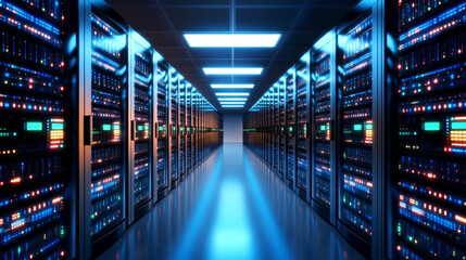 Fototapeta premium Emerging Trends in Technology Infrastructure Data Center Environment Server Management Insights Digital Transformation Futuristic Viewpoint