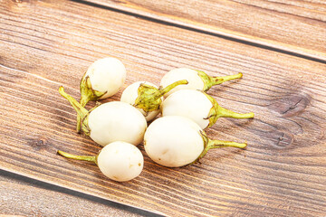 Natural organic white round eggplant