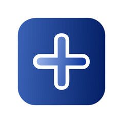 Obraz premium Blue square icon with white plus sign