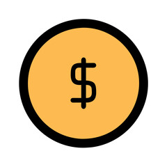 Obraz premium Bold dollar coin icon with yellow background
