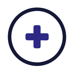 Fototapeta premium Dark blue plus symbol inside circular border