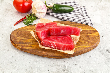 Raw fresh tuna fish steak