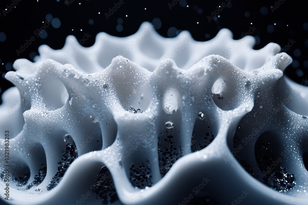Poster abstract foam texture with bubbles on dark background