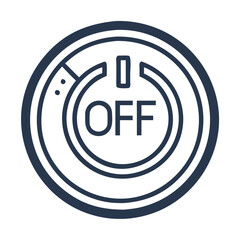 Blue outlined power off icon with circular shape