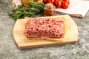 Raw uncooked red minced meat