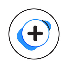 Obraz premium Abstract black and blue plus icon with artistic details