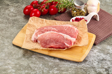 Raw pork steak for cooking