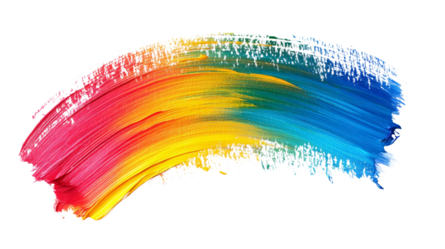 Colorful brush stroke painting showing artistic expression on transparent background
