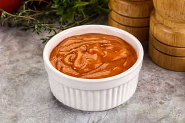 Tasty burger sauce in the bowl