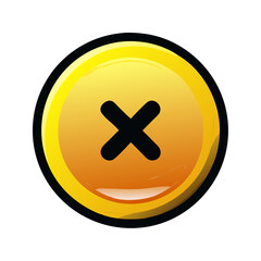 Fototapeta premium Yellow glossy circular cross mark icon