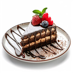 Rich Chocolate Cake with Ganache, Velvety Frosting, and Raspberries