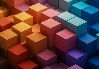 Obraz premium 背景素材 カラフルキューブ