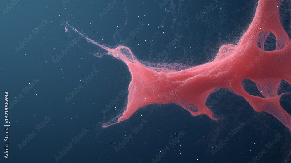 Poster abstract cellular forms: the image presents an abstract and intricate depiction of a cell, featuring