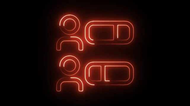 Glowing neon people poll  icon isolated on black background. HD Video motion graphic animation