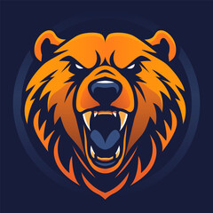 Angry bear logo. Roaring bear logo. Bear for sports team logo, company, mascot and design.