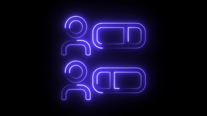 Glowing neon people poll icon isolated on black background. HD Video motion graphic animation